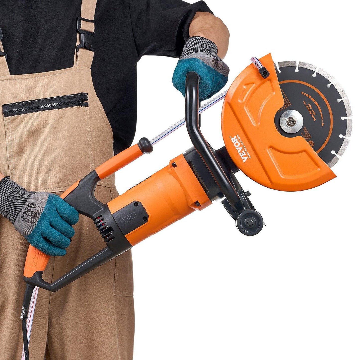 Electric Concrete Saw, 9 in, 2000 W 15 A Motor Circular Saw Cutter with 3.5 in Cutting Depth, Wet/Dry Disk Saw Cutter Includes Water Line, Pump and Blade, for Stone, Brick.
