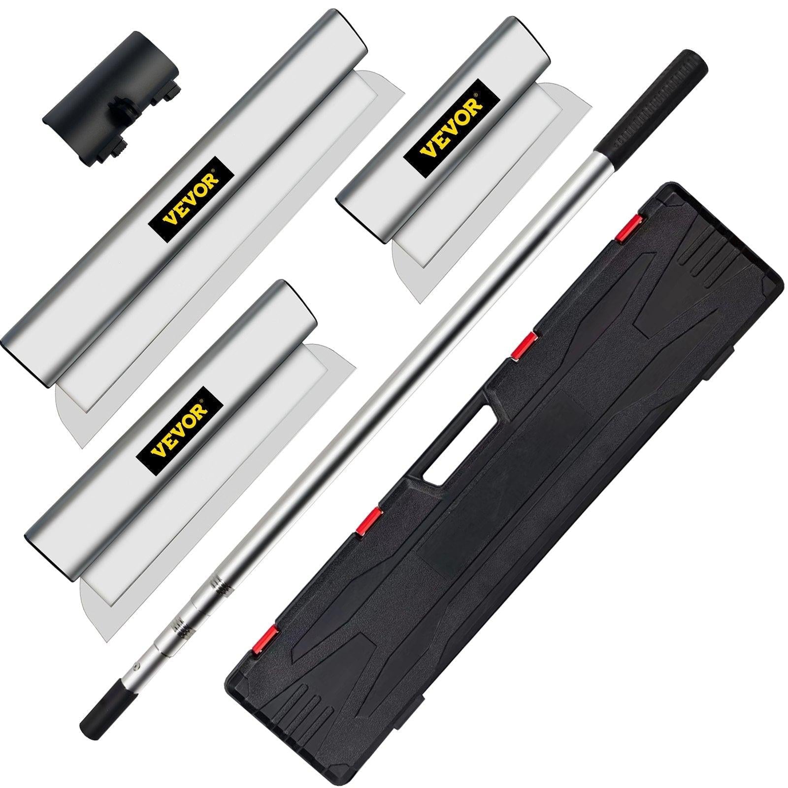 Skimming Blade Set,10"+16"+24" Blades + 35"-78" Extension Handleï¼European Stainless Steel Construction Knife, Aluminum Blade Profile Smoothing Knockdown Spatula for Gyprock/Drywall/Wall-Boa.