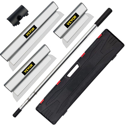 Skimming Blade Set,10"+16"+24" Blades + 35"-78" Extension Handleï¼European Stainless Steel Construction Knife, Aluminum Blade Profile Smoothing Knockdown Spatula for Gyprock/Drywall/Wall-Boa.