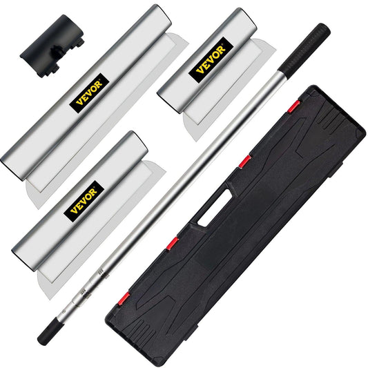 Skimming Blade Set,10"+16"+24" Blades + 35"-78" Extension Handleï¼European Stainless Steel Construction Knife, Aluminum Blade Profile Smoothing Knockdown Spatula for Gyprock/Drywall/Wall-Boa.