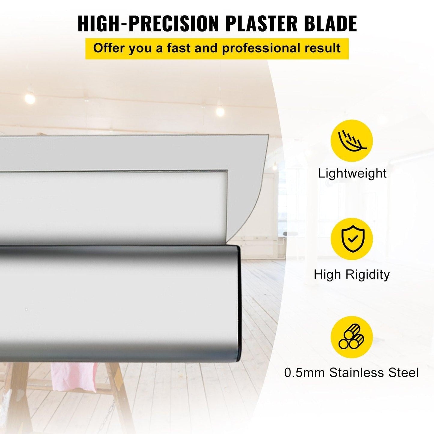 Skimming Blade Set,10"+16"+24" Blades + 35"-78" Extension Handleï¼European Stainless Steel Construction Knife, Aluminum Blade Profile Smoothing Knockdown Spatula for Gyprock/Drywall/Wall-Boa.