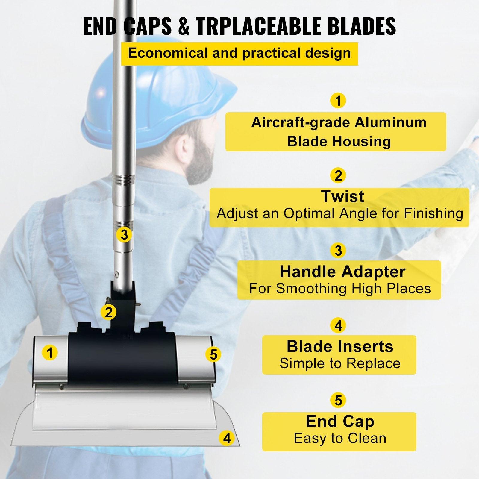 Skimming Blade Set,10"+16"+24" Blades + 35"-78" Extension Handleï¼European Stainless Steel Construction Knife, Aluminum Blade Profile Smoothing Knockdown Spatula for Gyprock/Drywall/Wall-Boa.