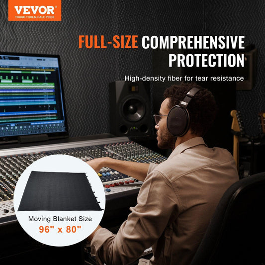 Sound Dampening Blanket, 2438 x 2032 mm Extra Large Studio Grommeted Soundproof Blanket with Grommets, Light Blocker for Door Acoustic Noise Blocking Blanket Studio Sound Absorption Sheet, Black.