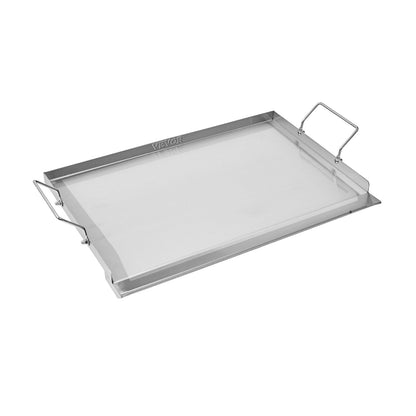 Stainless Steel Griddle, 23x16 inch Universal Flat Top Rectangular Plate, Gas Grill Griddle for BBQ Grill, Teppanyaki, Portable Family Cookware with Handle, for Camping Tailgating Party
