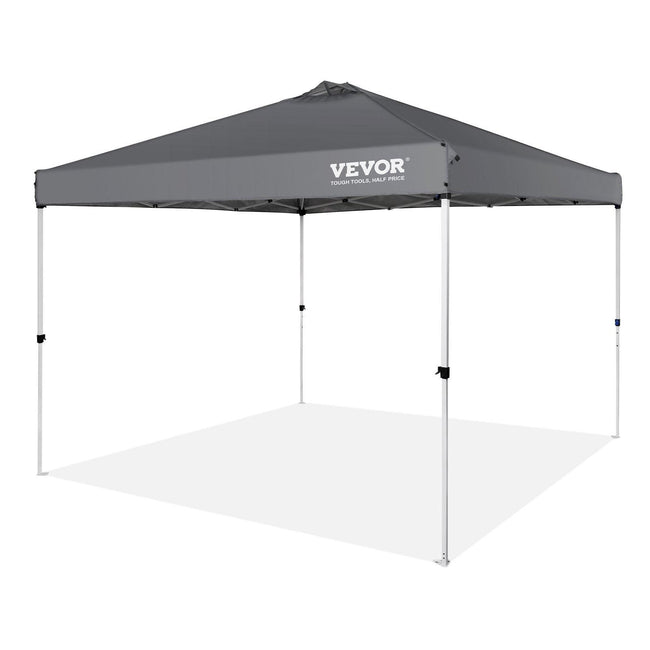 Pop Up Canopy Tent, 10 x 10 ft, 250 D PU Silver Coated Tarp, with Portable Roller Bag and 4 Sandbags, Waterproof and Sun Shelter Gazebo for Outdoor Party, Camping, Commercial Events, Dark Gray. Hover Image