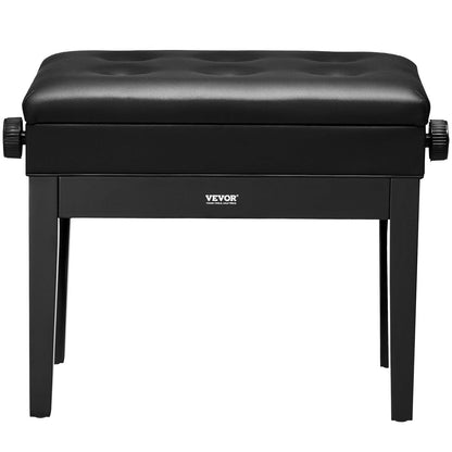 Piano Bench, Keyboard Piano Chair with 19.3"-22.8" Adjustable Height, Padded Cushion, Storage Compartment for Music Books, Heavy Duty Wooden Piano Stool Seat, for Vanity, Living Room, Bedroom.