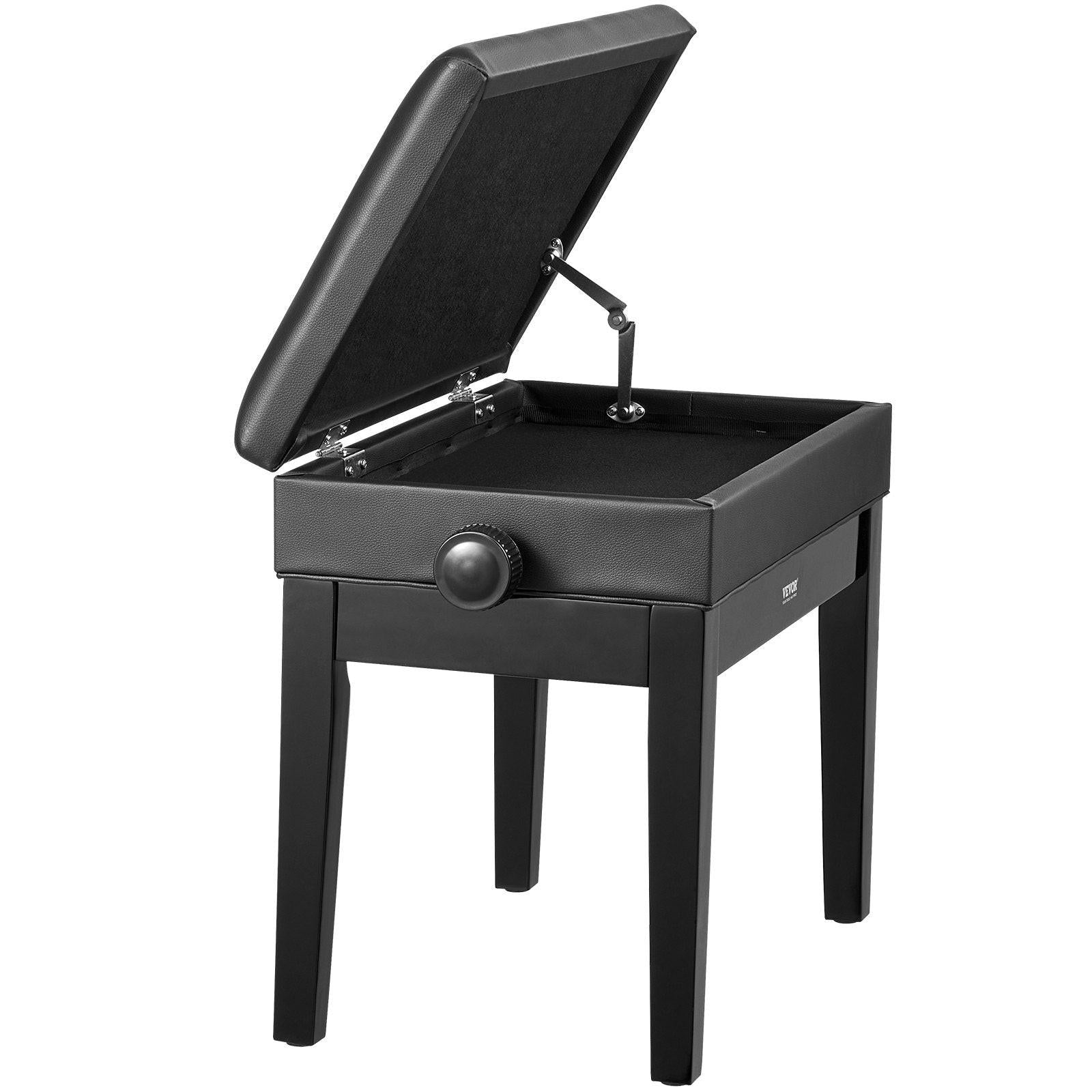 Piano Bench, Keyboard Piano Chair with 19.3"-22.8" Adjustable Height, Padded Cushion, Storage Compartment for Music Books, Heavy Duty Wooden Piano Stool Seat, for Vanity, Living Room, Bedroom.