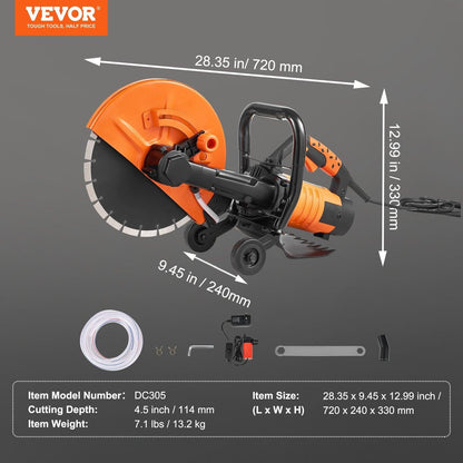 30.48cm Electric Concrete Saw Wet/Dry Saw Cutter with Water Pump and Blade.