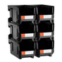Plastic Stackable Storage Bins, 37.7 x 21.5 x 18 cm (6 Pack), Plastic Containers for Organizing and Storage Bins for Closet, Garage, Small Parts, Office Supplies and Other Accessories, Black.
