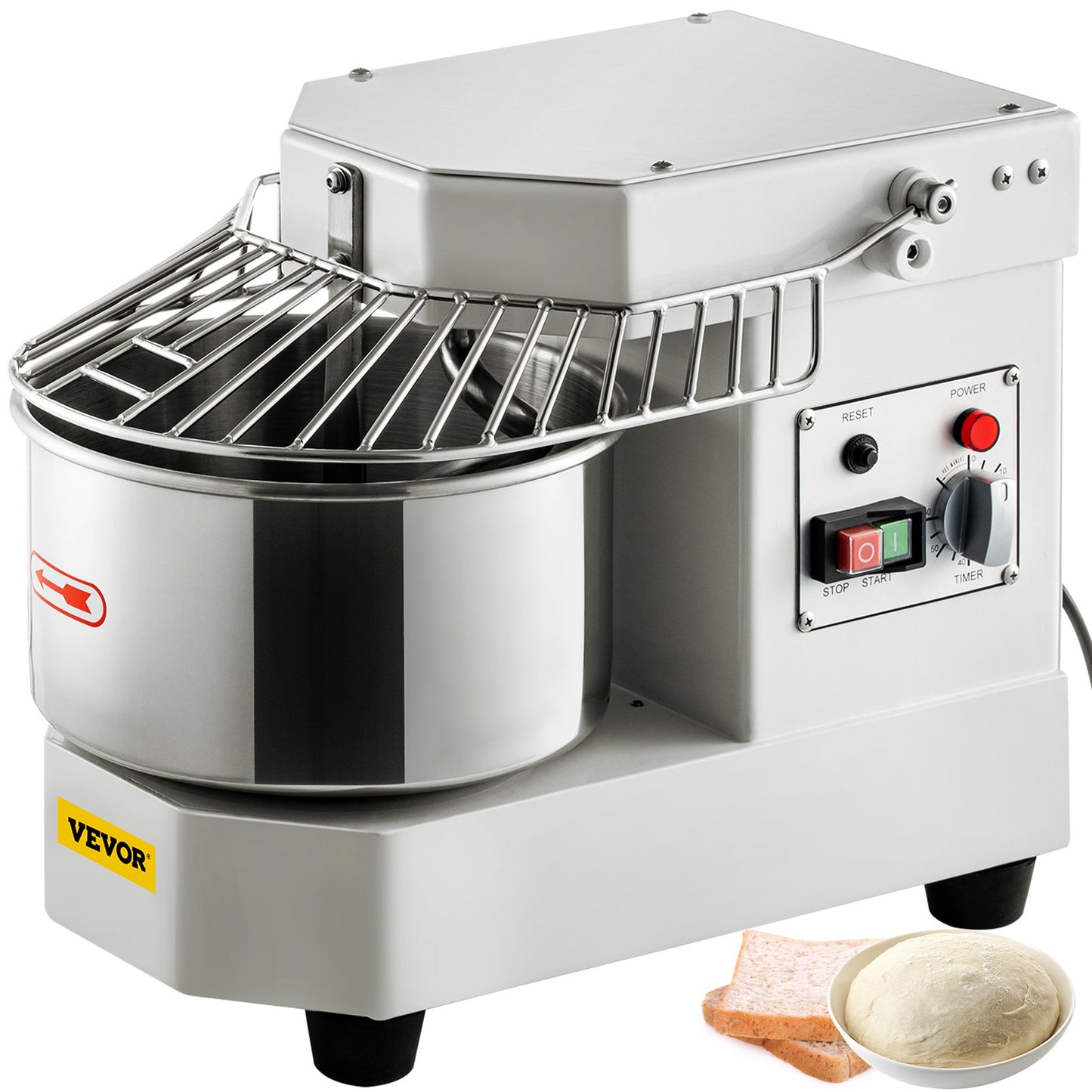 Commercial Dough Food Mixer, 8L Large Capacity Stainless Steel Mixer with Bowel, Hook, Shield, Reset Button, 450W Tilt-Head Kitchen Dough Mixers for Cake, Cream, Egg Fluid, Fillings