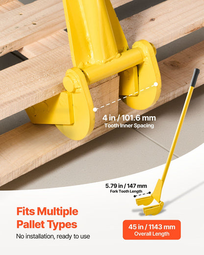 Pallet Buster Tool, 1 m Carbon Steel Handle Wrecking Pry Bar, 907 kg Weight Capacity, Heavy Duty Deck Board Removal Tool, Breaker Bar for Flooring, Framing, Roofing, Trim, Drywall