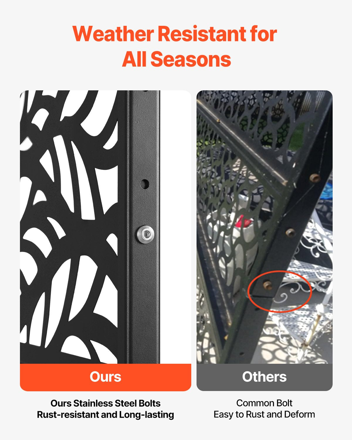 Metal Privacy Screen, 47" W x 72" H, Outdoor Privacy Screens & Panels, Freestanding Outdoor Divider with Stand, 3-Panel Decorative Garden Steel Privacy Fence for Balcony Patio Indoor Room Black