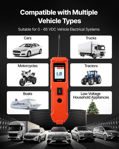 Automotive Circuit Tester, 8 - 35 DCV Power Circuit Probe Tester with TFT Color Display and Lighting, Automotive Power Tester Probe with 13 ft / 4 m Cable, ABS Shell Electrical Detector Finder.