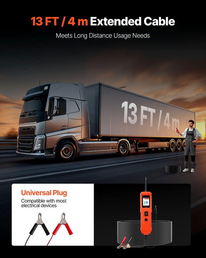 Automotive Circuit Tester, 8 - 35 DCV Power Circuit Probe Tester with TFT Color Display and Lighting, Automotive Power Tester Probe with 13 ft / 4 m Cable, ABS Shell Electrical Detector Finder.