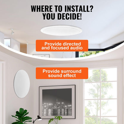 165.1 mm in Ceiling Speakers, 150-Watts, Flush Mount Ceiling & in-Wall Speakers System with 8Î©Impedance 89dB Sensitivity, for Home Kitchen Living Room Bedroom or Covered Outdoor Porches, Single.