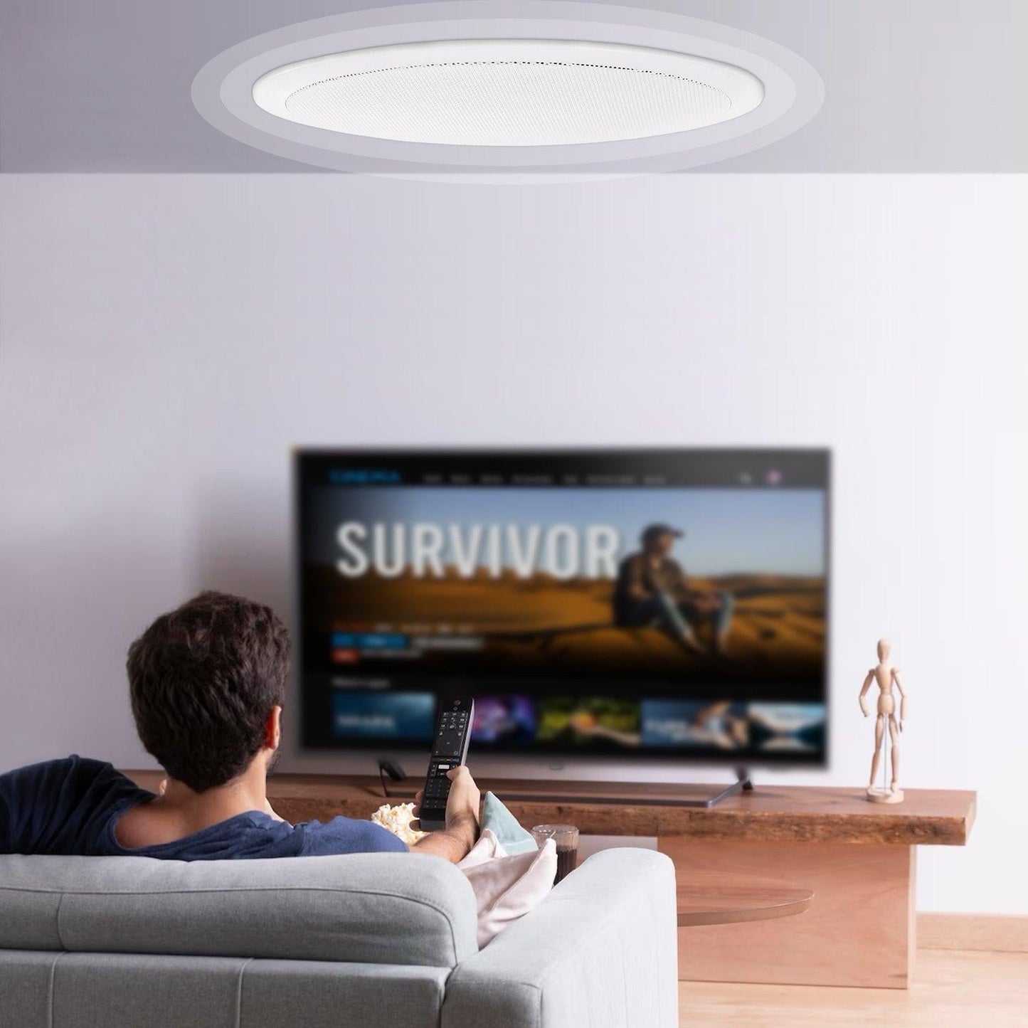 165.1 mm in Ceiling Speakers, 150-Watts, Flush Mount Ceiling & in-Wall Speakers System with 8Î©Impedance 89dB Sensitivity, for Home Kitchen Living Room Bedroom or Covered Outdoor Porches, Single.