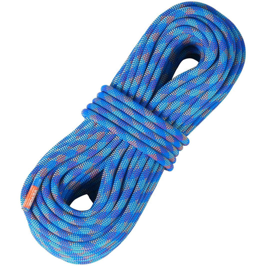 10.2mm Dynamic Climbing Rope, 40M(131ft) Outdoor Rock Climbing Rope 25KN Breaking Tension, Stretchable Fiber Rope with Steel Snap Hooks for Escape, Rappelling, Fire Rescue, Blue.
