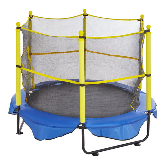 5FT Trampoline for Kids, 60" Indoor Outdoor Trampoline with Safety Enclosure Net, Basketball Hoop and Ocean Balls, Mini Toddler Recreational Trampoline Birthday Gifts for 3+ Years Kids.