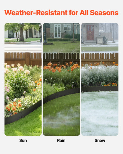 Steel Landscape Edging, 5 Packs 990 x 207 mm Rust-Resistant Metal Landscape Edging, Bendable Garden Edging Border, Heavy Duty Lawn Edging, Easy-to-Install, Flower Bed Yard Pathway Divider Black