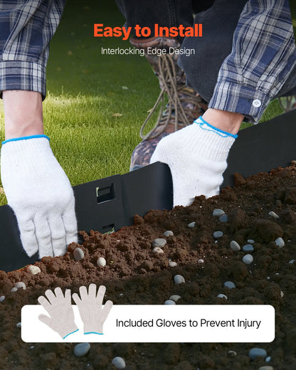 Steel Landscape Edging, 5 Packs 990 x 207 mm Rust-Resistant Metal Landscape Edging, Bendable Garden Edging Border, Heavy Duty Lawn Edging, Easy-to-Install, Flower Bed Yard Pathway Divider Black