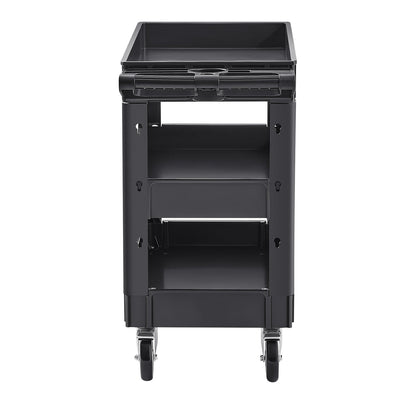 Utility Service Cart, 550 LBS Laod Capacity, 3 Shelf Heavy Duty Plastic Rolling Utility Cart with 360° Swivel Wheels (2 with Brakes), Ergonomic Storage Handle for Warehouse/Garage/Cleaning
