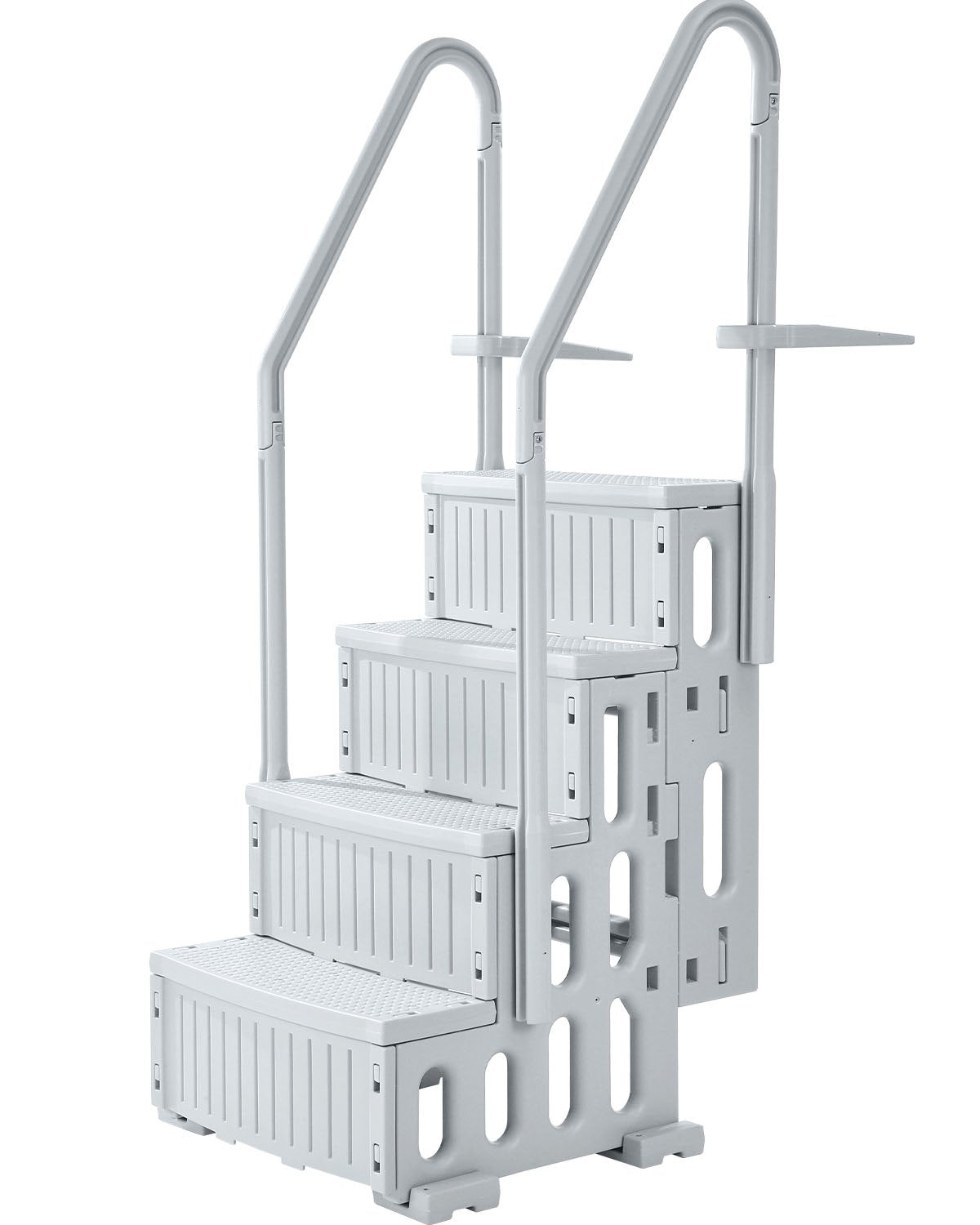 4-Step Grey Robust Pool Ladder of 2 Handrails for 1219.2-1371.6 mm Pools