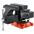 Bench Vise, 140 mm Jaw Width, 140 mm Max Jaw Opening Multipurpose Vise with 360° Swivel Locking Base, 73 mm Throat, Heavy Duty Ductile Iron Workbench Vise, Two-Way Jaws for Clamping Round Pipes