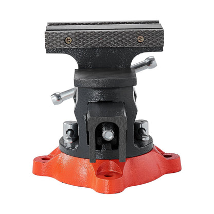 Bench Vise, 140 mm Jaw Width, 140 mm Max Jaw Opening Multipurpose Vise with 360° Swivel Locking Base, 73 mm Throat, Heavy Duty Ductile Iron Workbench Vise, Two-Way Jaws for Clamping Round Pipes