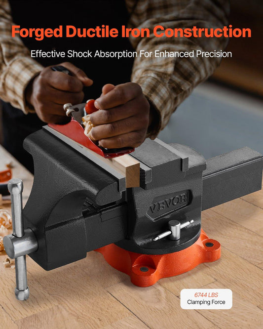 203 mm Bench Vice Multipurpose Heavy Duty Ductile Iron Swivel Locking Base.