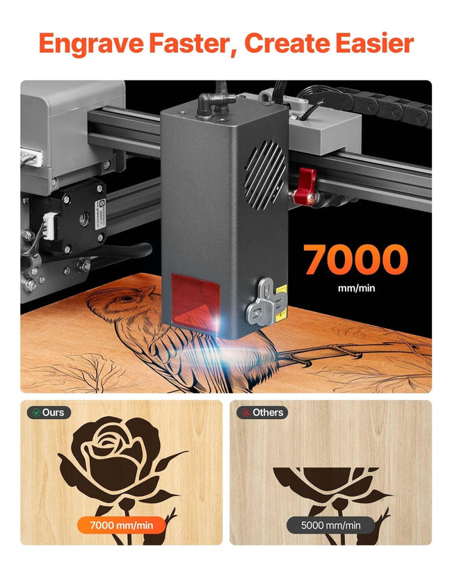 Laser Engraver, 20W, Laser Engraving and Cutting Machine with Enclosure, Laser Cutter Engraver Machine, 7000 mm/min, 300 x 300 mm Working Area, for Wood, Leather, Glass, Certain Metal, Class 1 Main Image