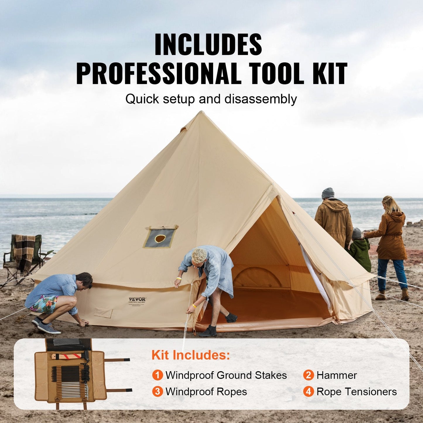 Canvas Bell Tent 3m/9.8ft 4-Season Canvas Tent for Camping with Stove Jack.