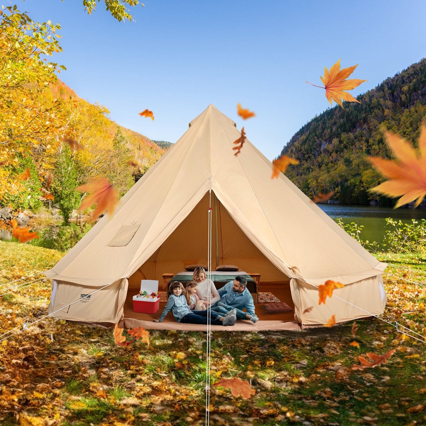 Canvas Bell Tent 3m/9.8ft 4-Season Canvas Tent for Camping with Stove Jack.