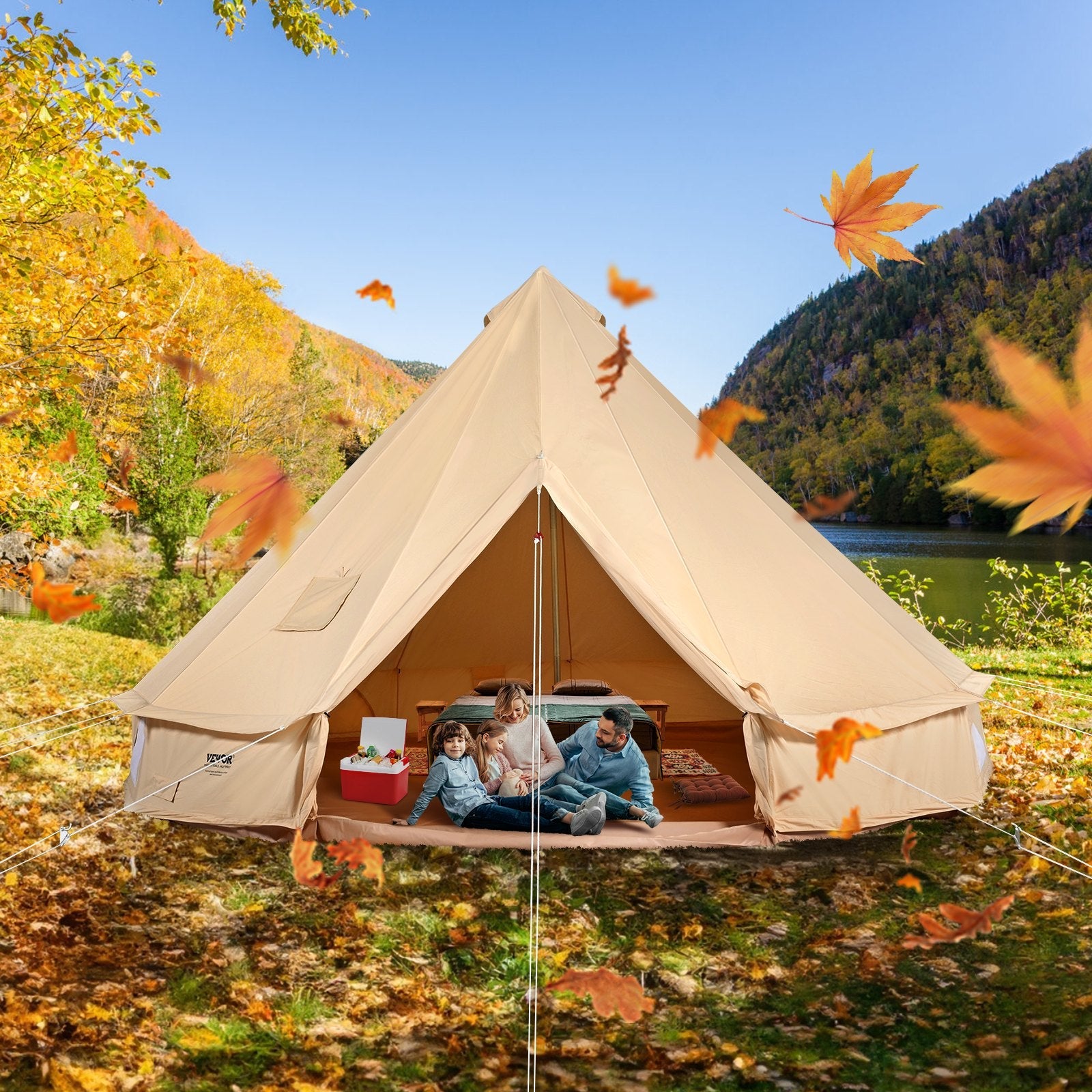 Canvas Bell Tent 3m/9.8ft 4-Season Canvas Tent for Camping with Stove Jack.