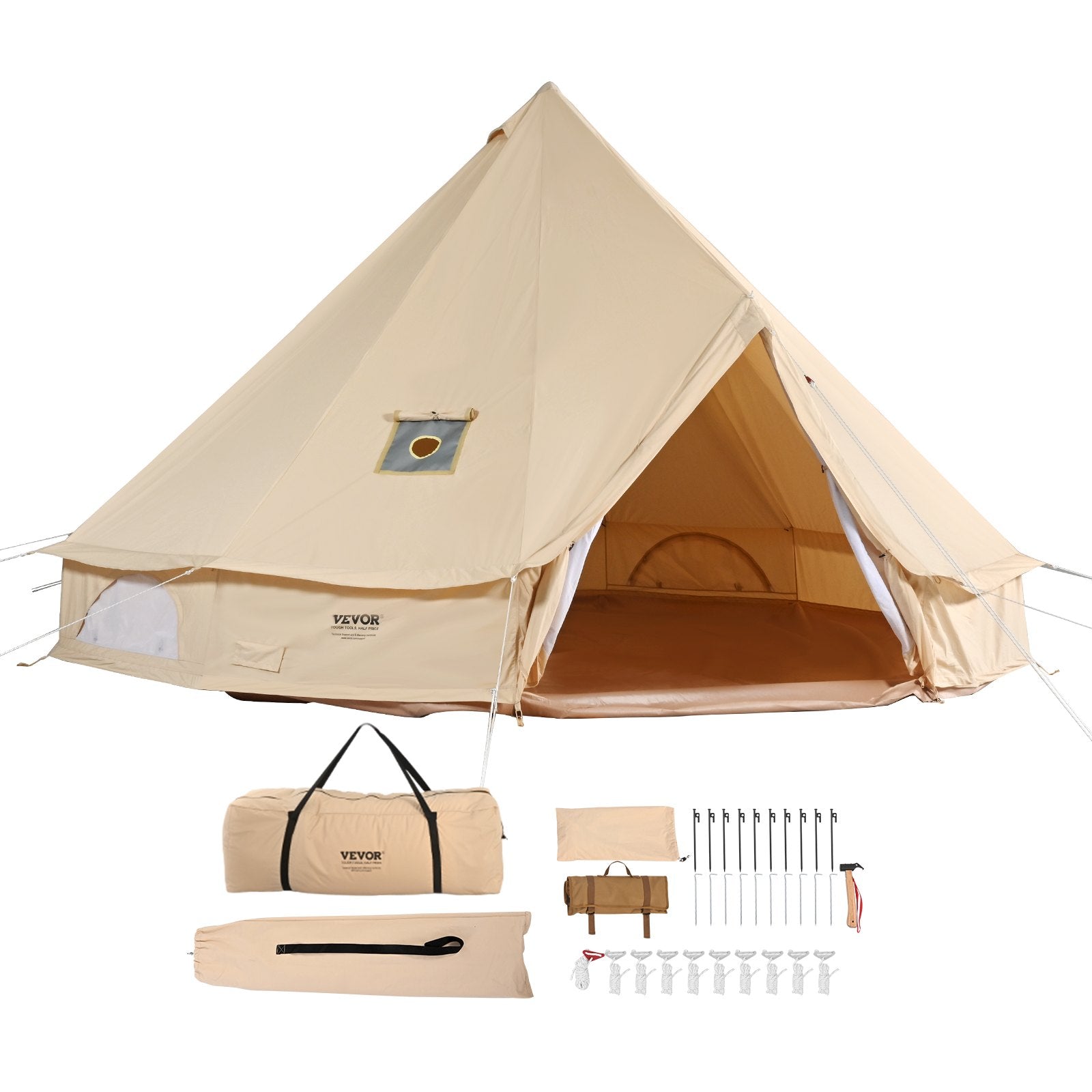 Canvas Bell Tent 3m/9.8ft 4-Season Canvas Tent for Camping with Stove Jack.