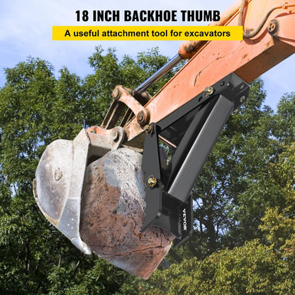 45.7 cm Backhoe Thumb, 12 mm Teeth Thickness Heavy Duty Excavator Thumb, Black Steel Weld On Thumb Attachments with 12mm Bolt-On Design Adjustable Mechanical Thumb for Backhoe/Excavator