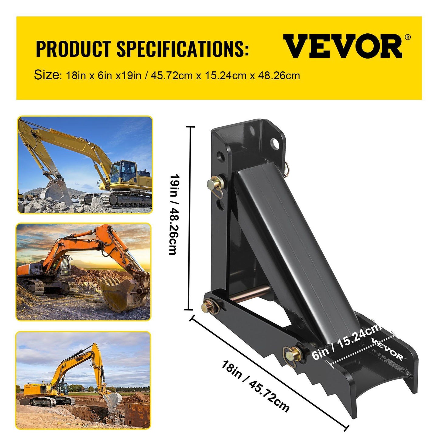 45.7 cm Backhoe Thumb, 12 mm Teeth Thickness Heavy Duty Excavator Thumb, Black Steel Weld On Thumb Attachments with 12mm Bolt-On Design Adjustable Mechanical Thumb for Backhoe/Excavator