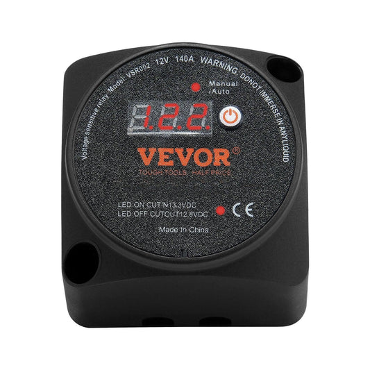 Dual Battery Isolator Kit, 140Amp, Manual and Auto Modes VSR Voltage Sensitive Relay with LCD Screen, Smart Battery Isolator for ATV UTV RV Camper Off-Road Vehicle Caravan Truck Boat Yacht.