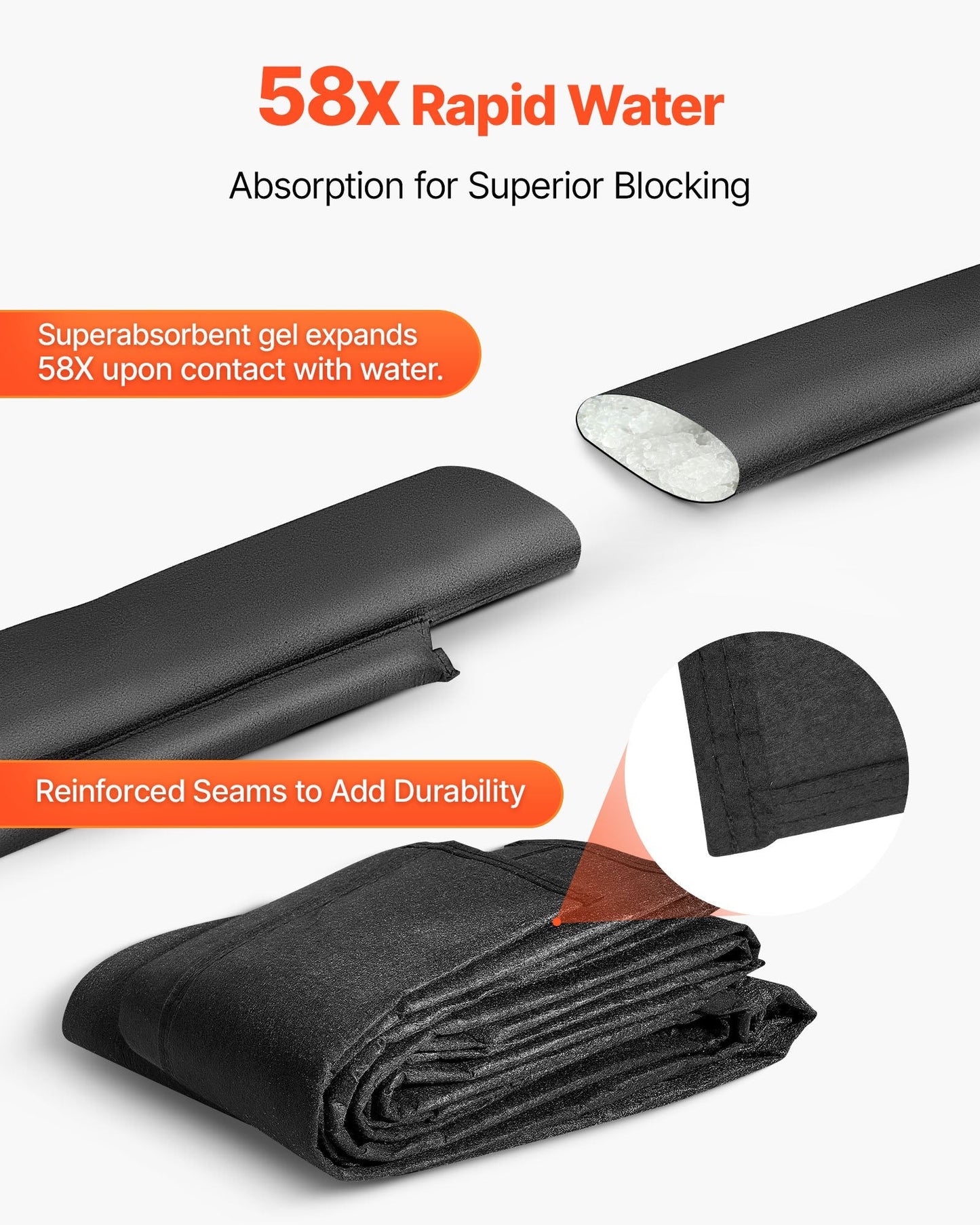 Flood Barrier, 8 Pack, 480 x 435 mm Flood Bags Activated by Water, Reusable Water Absorbent Barrier, Sandless Sandbags Blockage, Flooding Prevention Bags for Home, Doorway, Basement, Garage