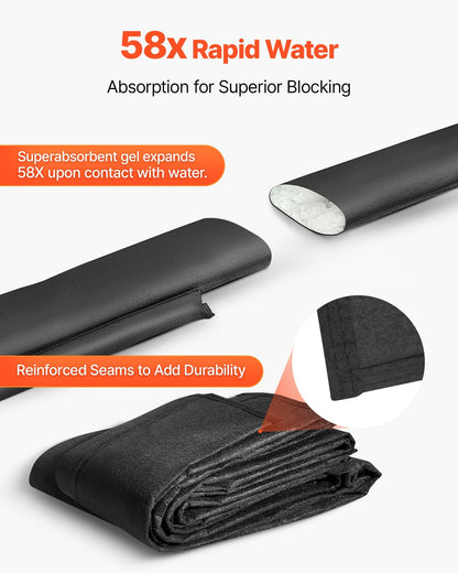 Flood Barrier, 8 Pack, 480 x 435 mm Flood Bags Activated by Water, Reusable Water Absorbent Barrier, Sandless Sandbags Blockage, Flooding Prevention Bags for Home, Doorway, Basement, Garage