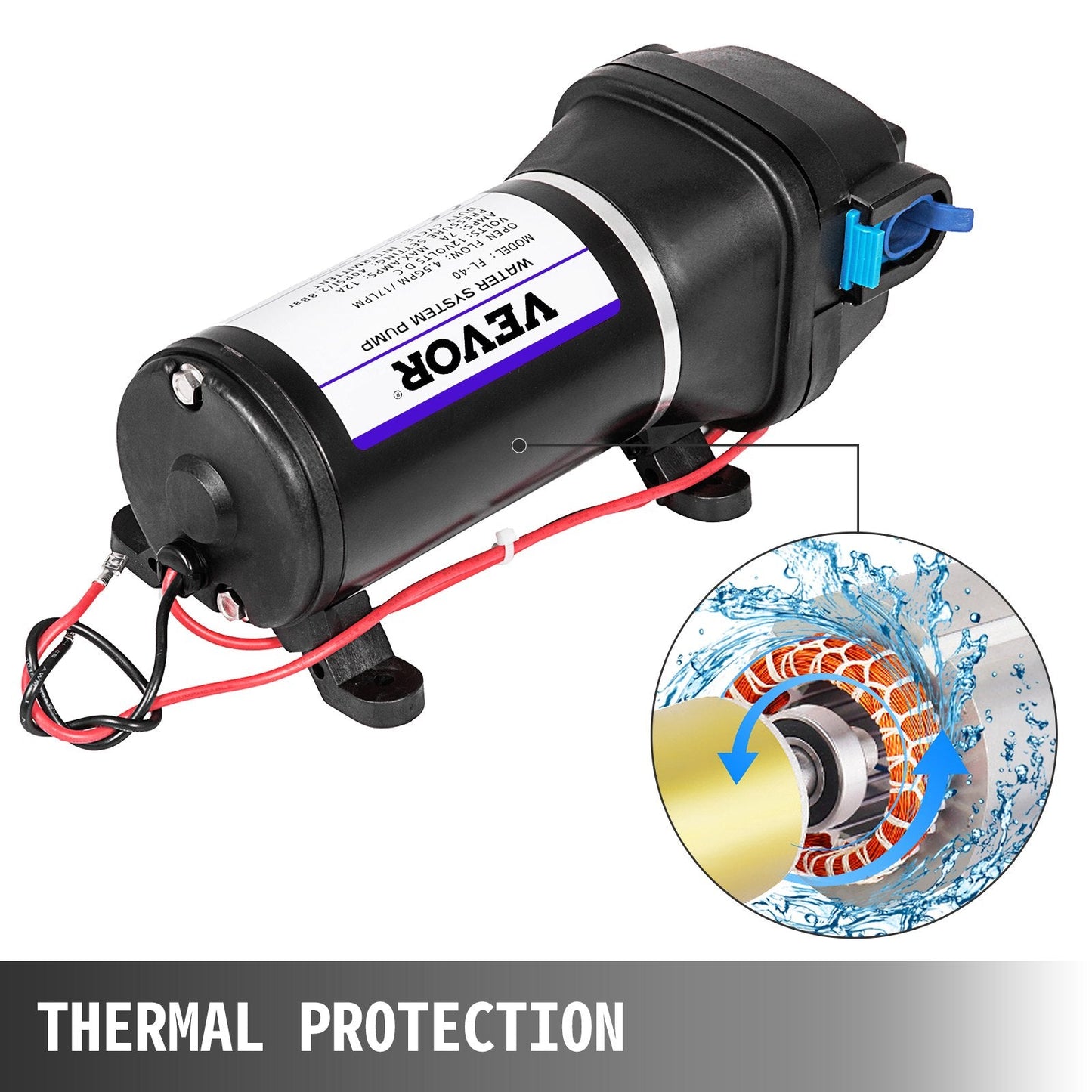 Water Pressure Diaphragm Pump, 12V FL-40 High Pressure Diaphragm Water Pump, 40PSI Automatic Self Priming Water Pump, 17L/MIN Misting Booster Sprayer Diaphragm Pump for Caravan Boat RV Garden