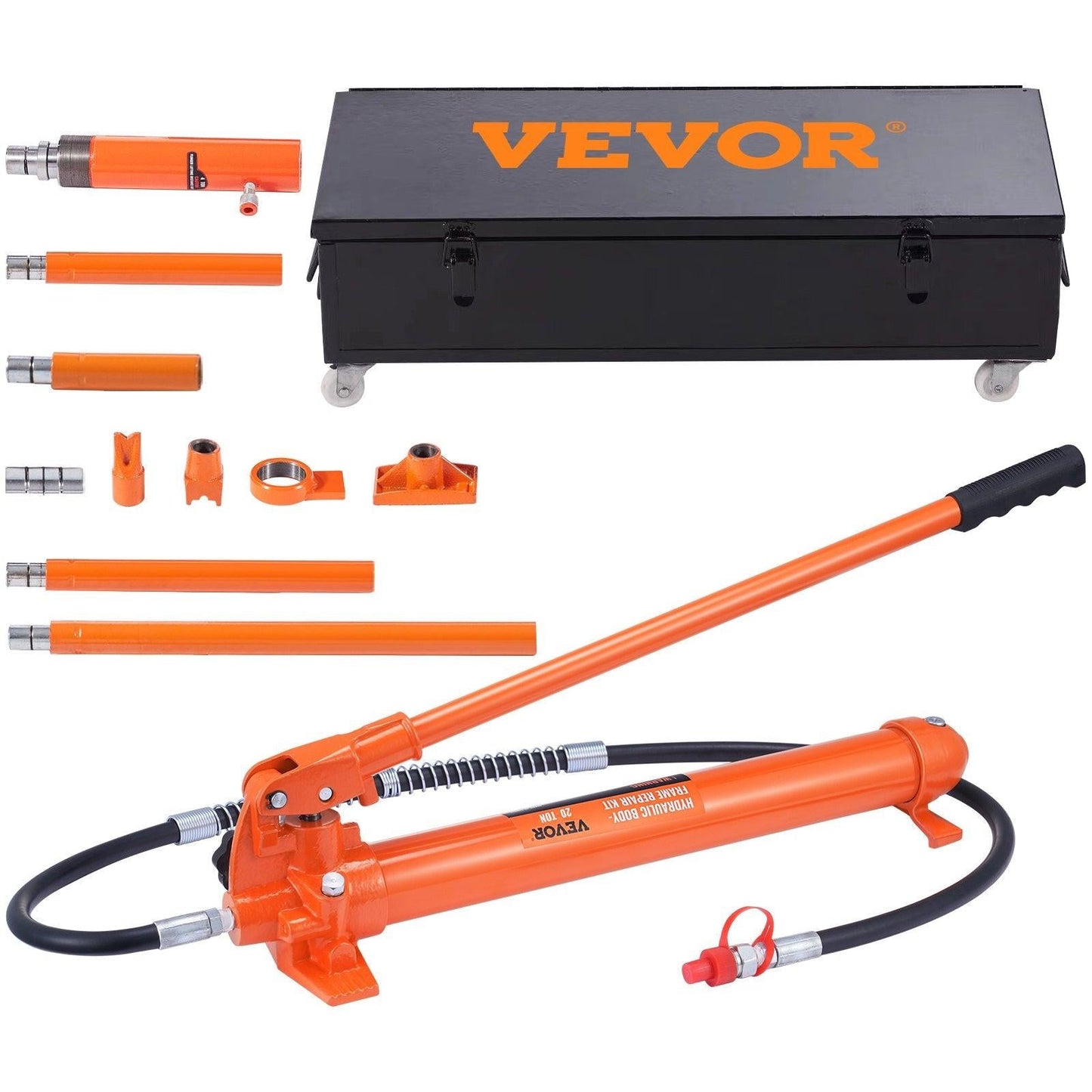 20 Ton Porta Power Kit, Portable Hydraulic Jack with 4.6 ft/1.4 m Oil Hose, Car Frame Repair Tool with Storage Case for Automotive, Heavy Equipment, Mechanic (44000 LBS).