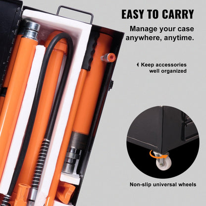 20 Ton Porta Power Kit, Portable Hydraulic Jack with 4.6 ft/1.4 m Oil Hose, Car Frame Repair Tool with Storage Case for Automotive, Heavy Equipment, Mechanic (44000 LBS).