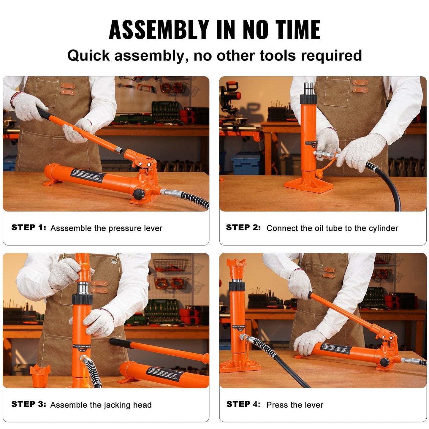20 Ton Porta Power Kit, Portable Hydraulic Jack with 4.6 ft/1.4 m Oil Hose, Car Frame Repair Tool with Storage Case for Automotive, Heavy Equipment, Mechanic (44000 LBS).