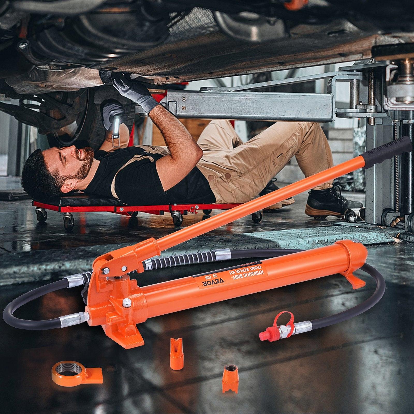 20 Ton Porta Power Kit, Portable Hydraulic Jack with 4.6 ft/1.4 m Oil Hose, Car Frame Repair Tool with Storage Case for Automotive, Heavy Equipment, Mechanic (44000 LBS).