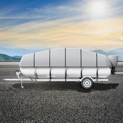 Pontoon Boat Cover 800D Waterproof Trailerable 19-20 ft with Storage Bag.