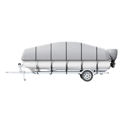 Pontoon Boat Cover 800D Waterproof Trailerable 19-20 ft with Storage Bag.