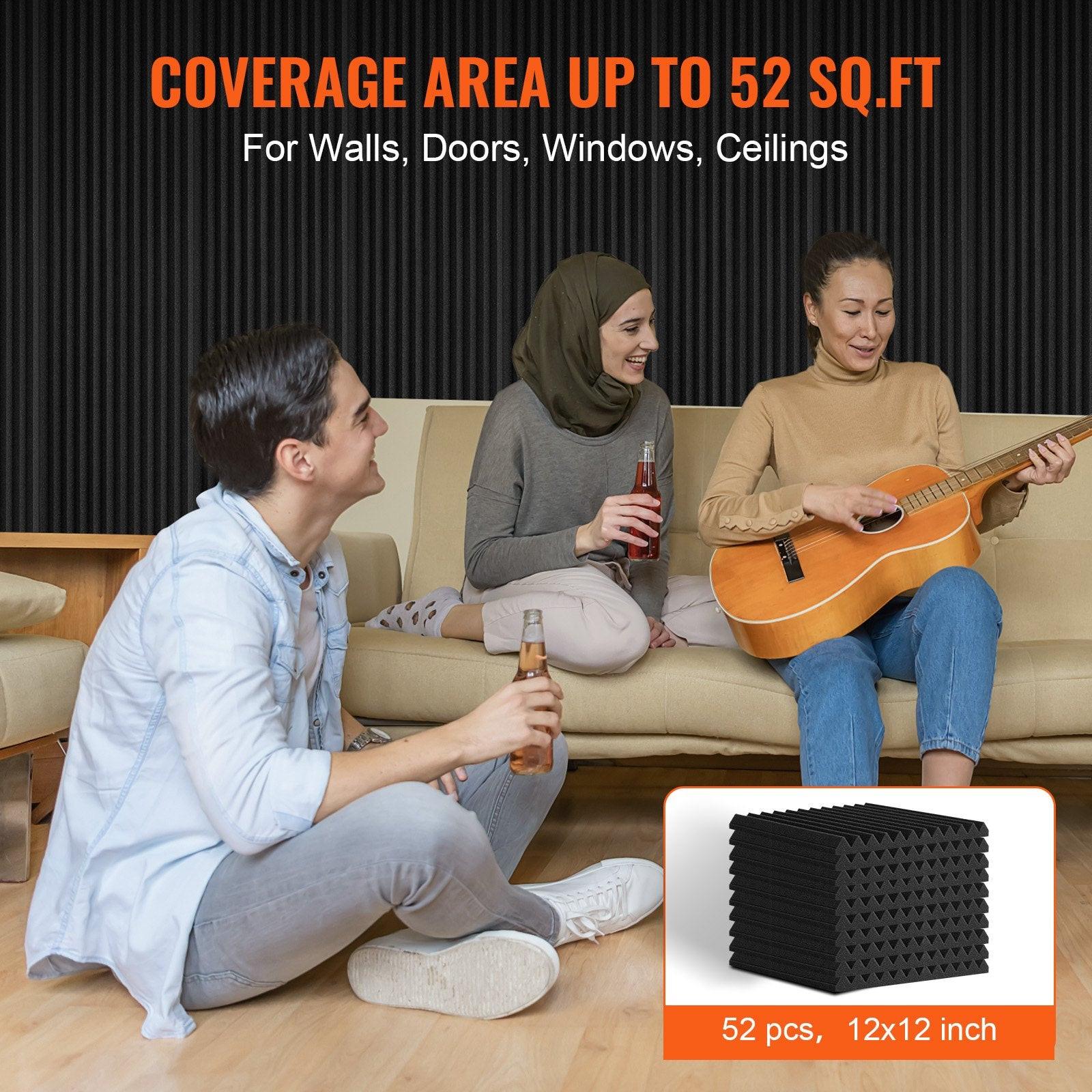 Acoustic Foam Panels 52 Pack 12 x 12 x 1 in for Studio Wall and Ceiling.
