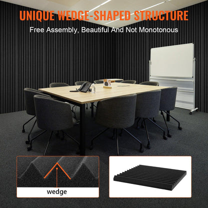 Acoustic Foam Panels 52 Pack 12 x 12 x 1 in for Studio Wall and Ceiling.