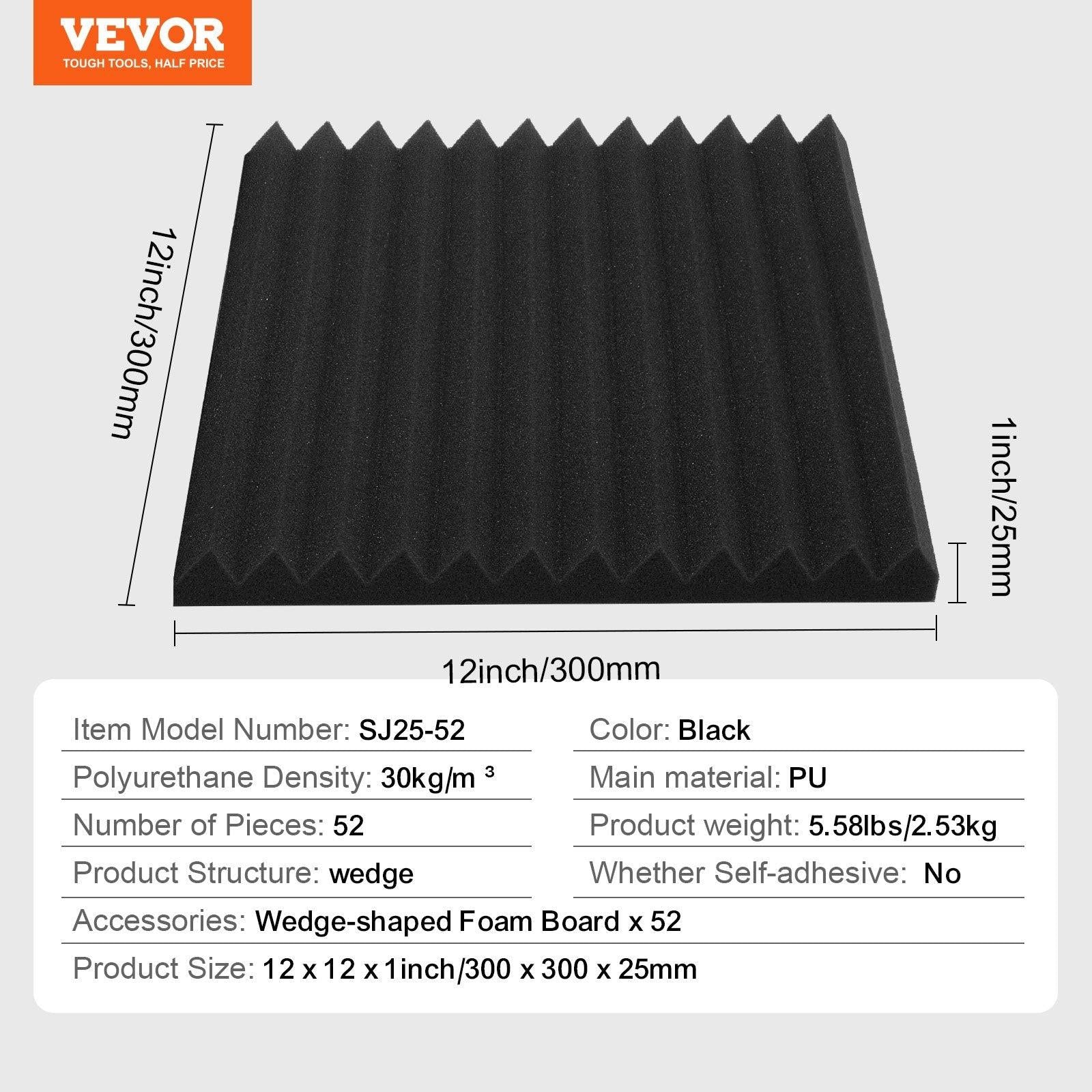 Acoustic Foam Panels 52 Pack 12 x 12 x 1 in for Studio Wall and Ceiling.