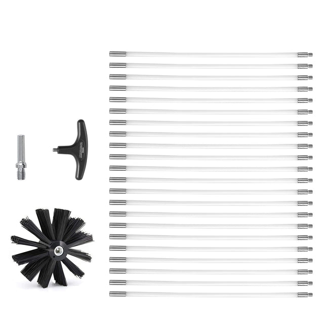 914.4CM Dryer Vent Cleaner Kit, 22 Pieces Duct Cleaning Brush, Reinforced Nylon Dryer Vent Brush, Dryer Cleaning Tools Lint Remover with Flexible Lint Trap Brush, Clamp Connectors Hover Image
